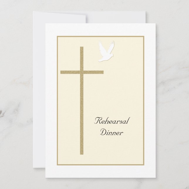 Christian Rehearsal Dinner Invitation -- Cross (Front)