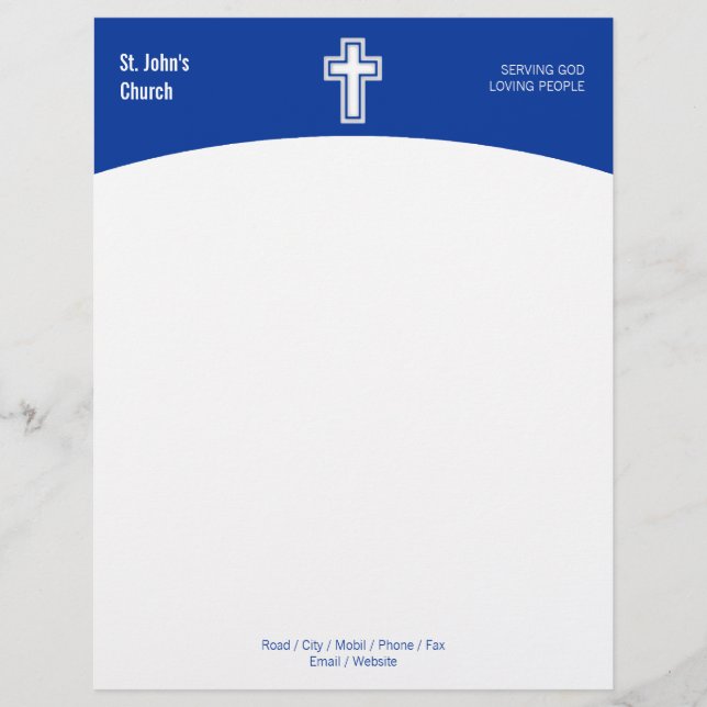 Christian Religious Cross Symbol Custom Letterhead (Front)