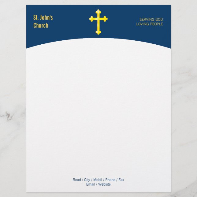 Christian Religious Cross Symbol Custom Letterhead (Front)