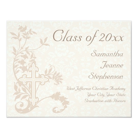 Christian Religious Graduation Announcement, Cream Card