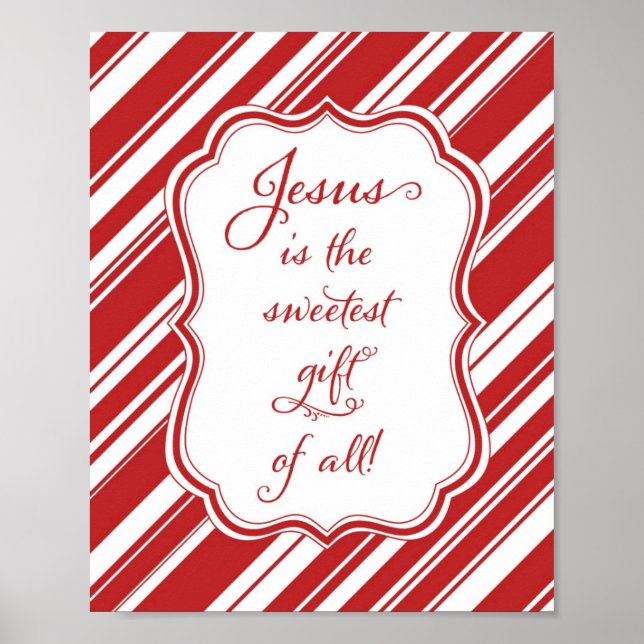 Christian Religious Jesus Red and White Christmas Poster (Front)