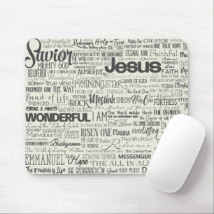 Christian Religious Names of God Text Typography Mouse Pad
