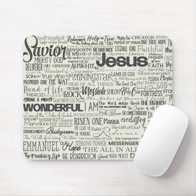 Christian Religious Names of God Text Typography Mouse Pad (With Mouse)