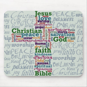 Christian Religious Word Art Cross Mouse Pad