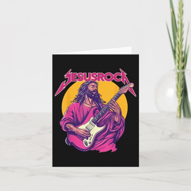 Christian Retro Funny Quote Jesus Rock Basic Music Card (Front)