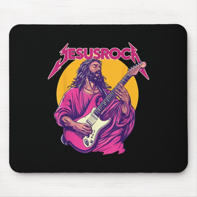 Christian Retro Funny Quote Jesus Rock Basic Music Mouse Pad (Front)