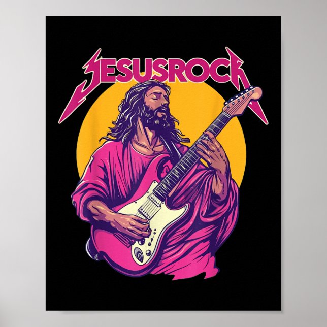 Christian Retro Funny Quote Jesus Rock Basic Music Poster (Front)