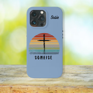 Christian Retro Sunrise Watercolo Cross iPhone 13 Pro Case
