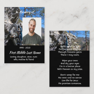 Christian Rock Climbing Memorial Keepsake  Business Card
