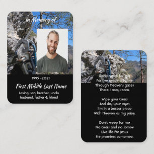 Christian Rock Climbing Memorial Keepsake  Business Card