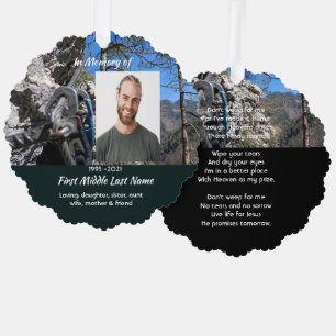 Christian Rock Climbing  Memorial Keepsake  Tree Decoration Card