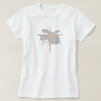 Christian Rock Drummer Drum Stick Cross Ladies T-Shirt