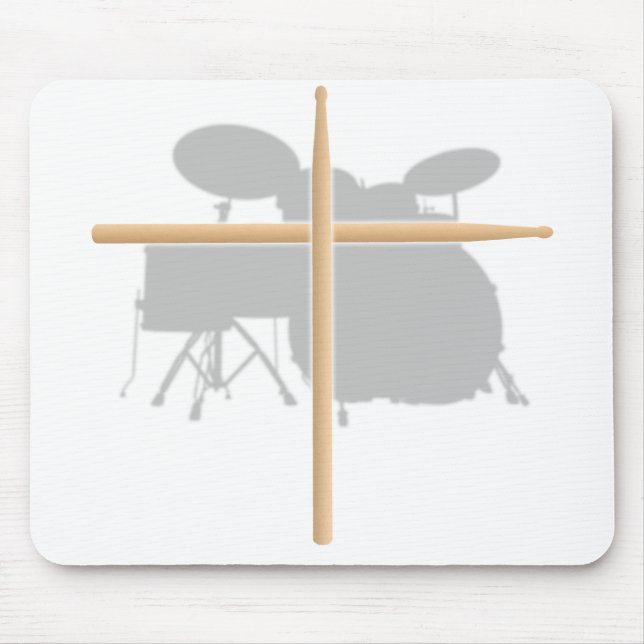 Christian Rock Drummer Drum Stick Cross Mousepad (Front)