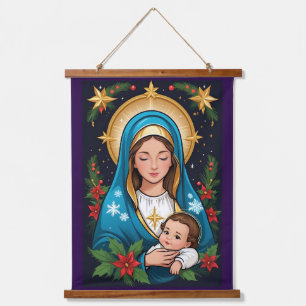Christian Roman Catholic Virgin Mary Christmas Hanging Tapestry