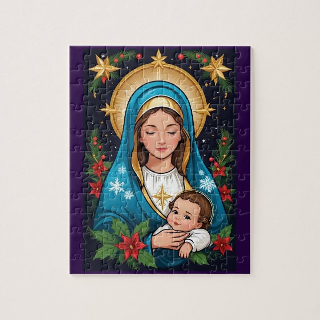 Christian Roman Catholic Virgin Mary Christmas Jigsaw Puzzle (Vertical)