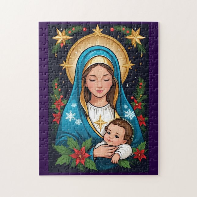 Christian Roman Catholic Virgin Mary Christmas Jigsaw Puzzle (Vertical)