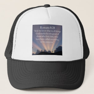 Christian Romans 8:28 Bible Verse Trucker Hat
