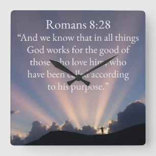 Christian Romans 8:28 Bible Verse Wall Clock