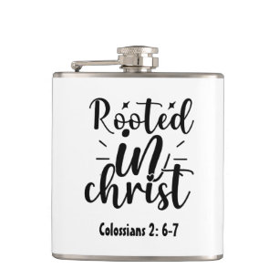 Christian Rooted in Faith Verse Hip Flask Gift