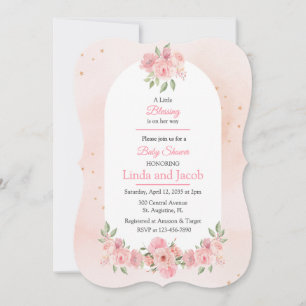 Christian Rose Floral Baby Girl Shower Invitation