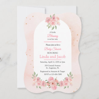 Christian Rose Floral Baby Girl Shower Invitation