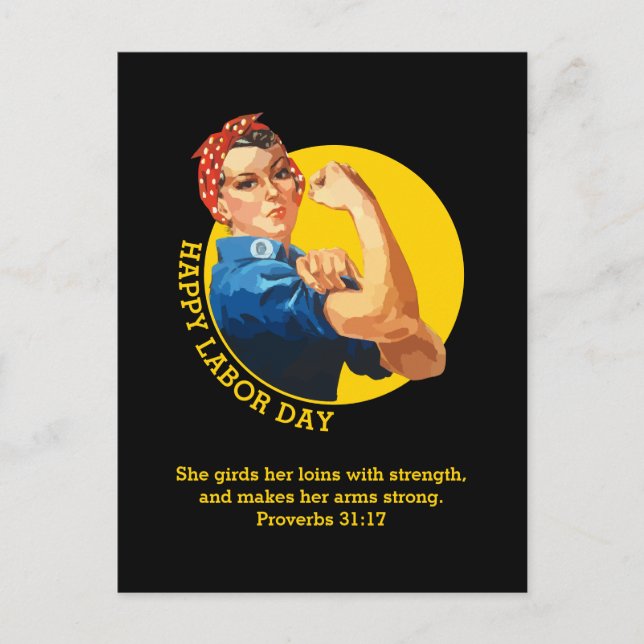 Christian ROSIE RIVETER Labor Day Postcard (Front)