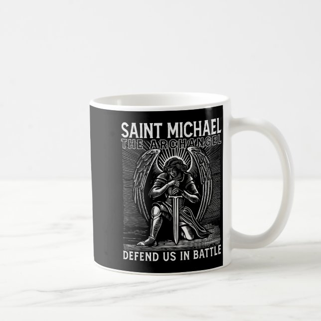 Christian Saint Michael Catholic Saint Defend Us I Coffee Mug (Right)