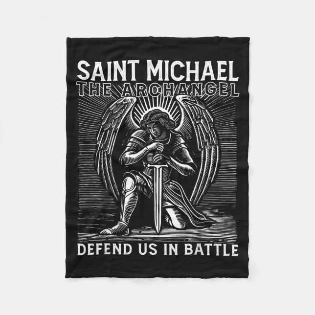 Christian Saint Michael Catholic Saint Defend Us I Fleece Blanket (Front)