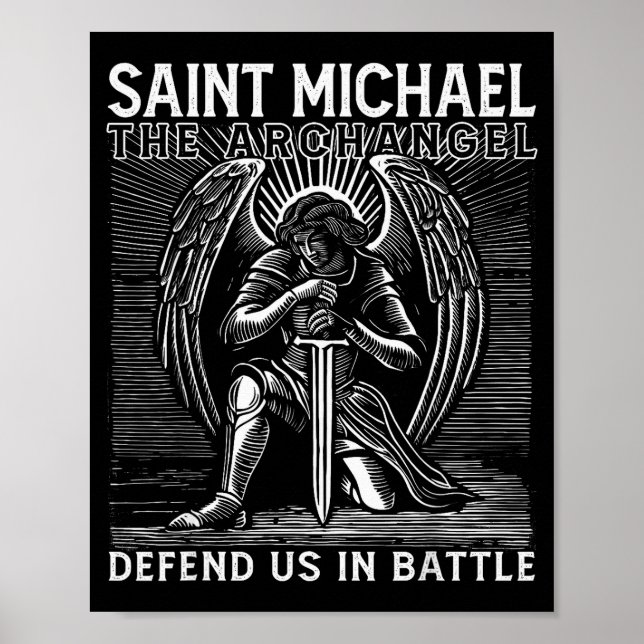 Christian Saint Michael Catholic Saint Defend Us I Poster (Front)