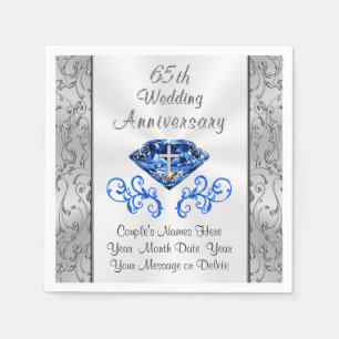 Christian Sapphire Custom 65th Wedding Anniversary Napkin