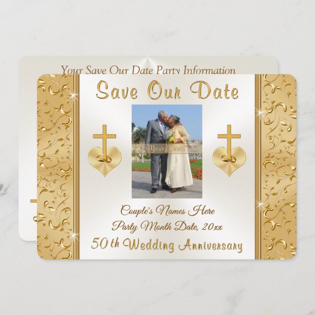 CHRISTIAN SAVE the DATE 50th Wedding Anniversary Invitation (Front/Back)