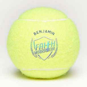 Christian Saying Faith Warrior Blue Purple Custom Tennis Balls