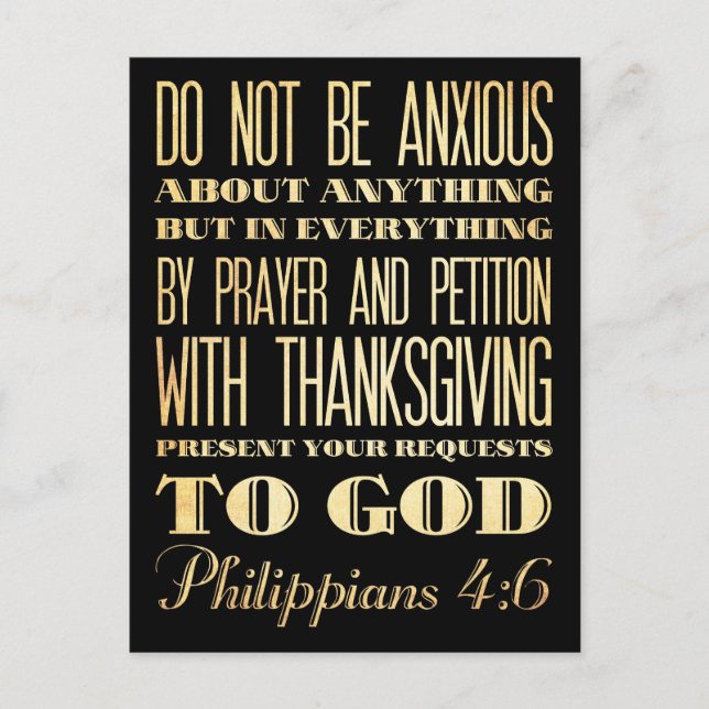 Christian Scriptural Bible - Philippians 4:6 Postcard (Front)