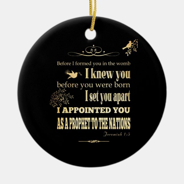 Christian Scriptural Bible Verse - Jeremiah 1:5 Ceramic Tree Decoration (Front)