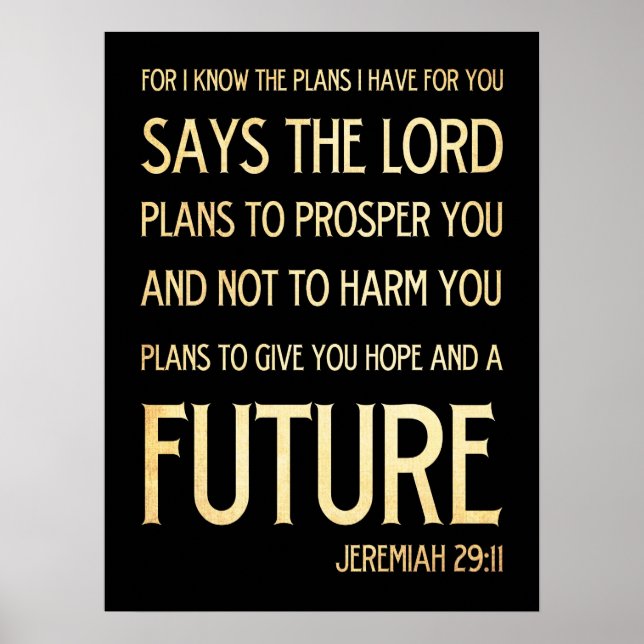Christian Scriptural Bible Verse - Jeremiah 29:11 Poster (Front)