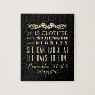 Christian Scriptural Bible Verse - Proverbs 31:25 Jigsaw Puzzle