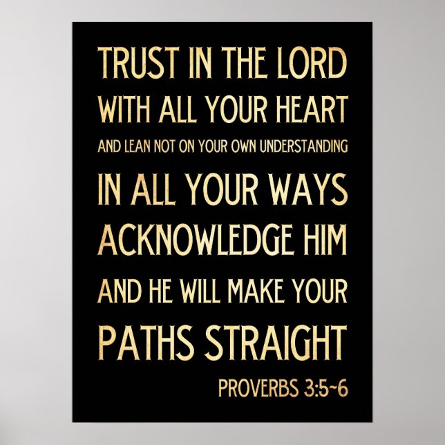 Christian Scriptural Bible Verse - Proverbs 3:5-6 Poster (Front)