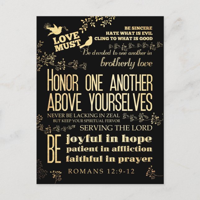 Christian Scriptural Bible Verse - Romans 12:9-12 Postcard (Front)