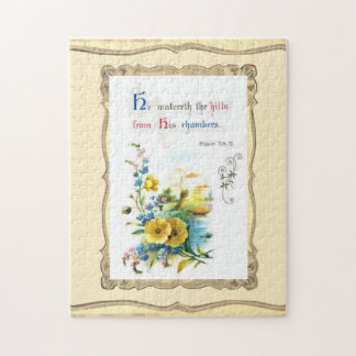Christian Scripture And Pretty Flowers Jigsaw Puzzle