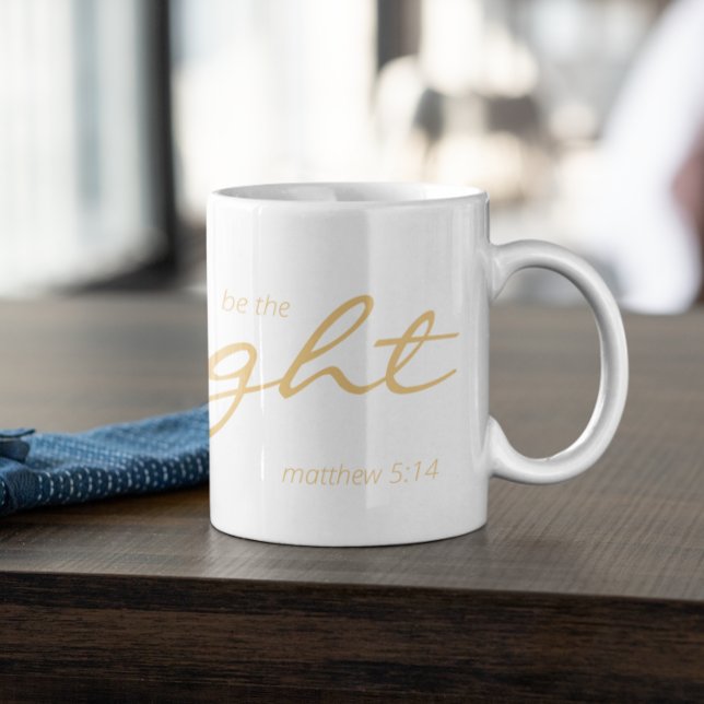 Christian Scripture Be the Light Yellow Minimalist Coffee Mug (Creator Uploaded)