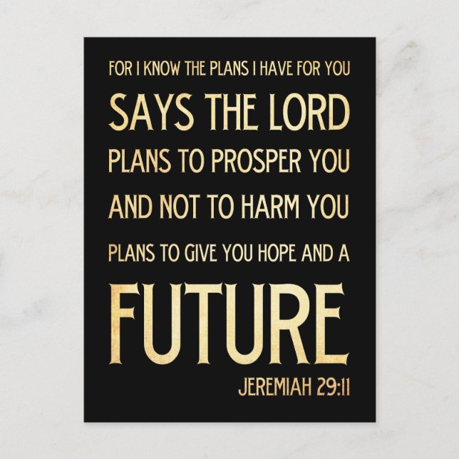 Christian Scripture Bible Verse Art Jeremiah 29:11 Postcard (Front)