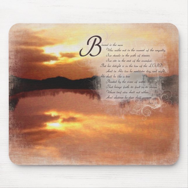 Christian Scripture Bible Verse Gift Sets Psalms 1 Mouse Pad (Front)