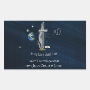 Christian Scripture Every knee shall bow  Rectangular Sticker
