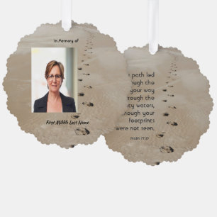 Christian Scripture Keepsake Footprints in Sand Tree Decoration Card