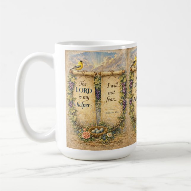 Christian Scripture Mug " The Lord Is My Helper"  (Left)