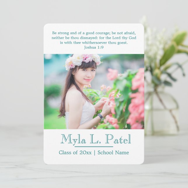 Christian Scripture Photo Grad Announcement/ Invitation (Standing Front)