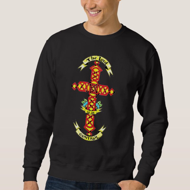 Christian  Scripture Praying Bible Lord Is In Cont Sweatshirt (Front)