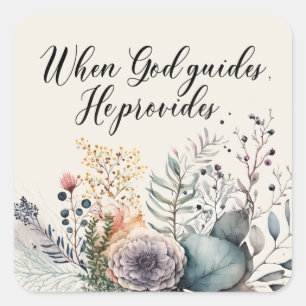 Christian Scripture Saying Wildflower Square Sticker