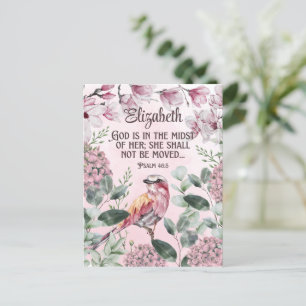 Christian Scripture Watercolor Bird Flowers Name P Postcard