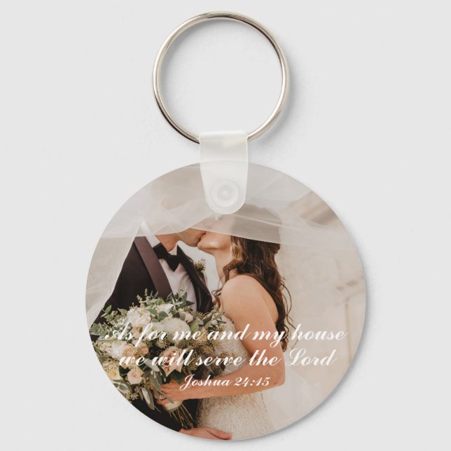 Christian Scripture Wedding Photo Key Ring (Front)